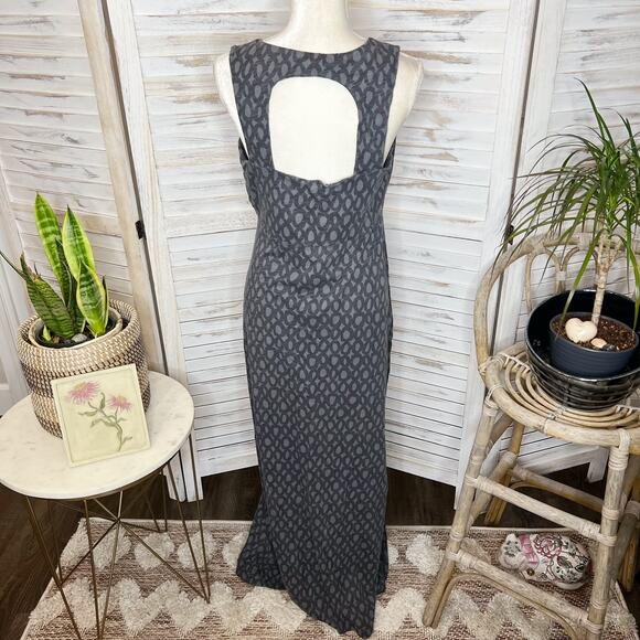FRESH PRODUCE Women's Geo Print Maxi Dress Back Keyhole Gray Large Outdoor Beach - Picture 4 of 12